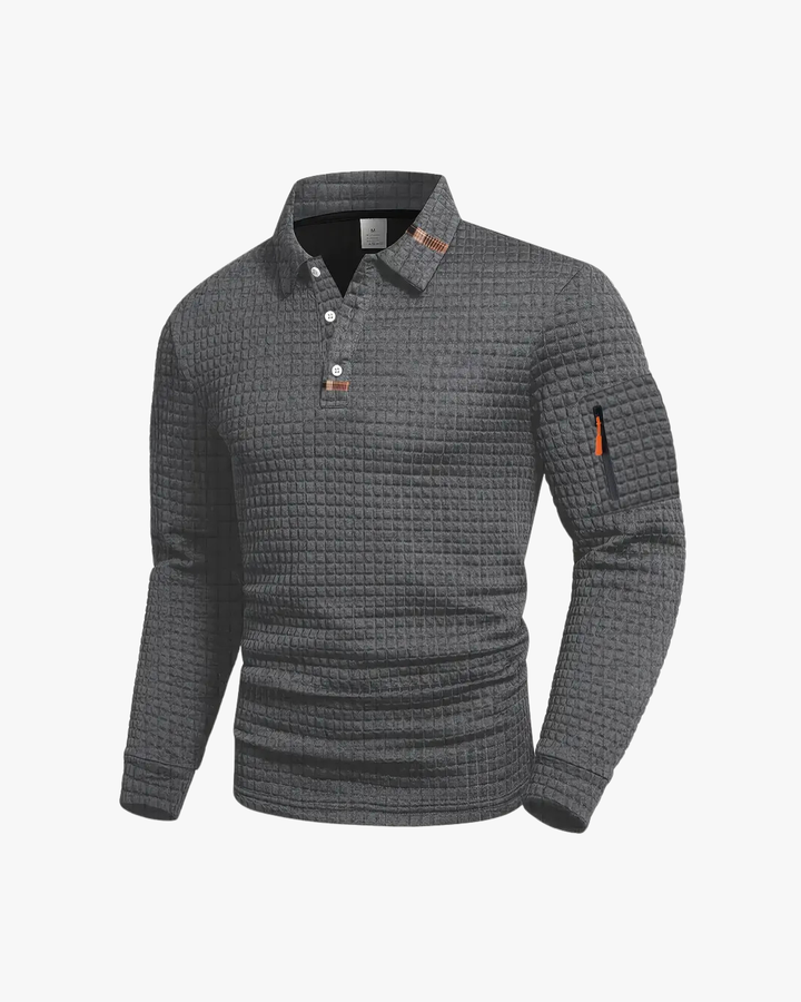 Refined Texture Polo Sweater