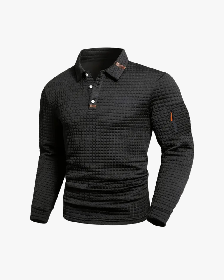 Refined Texture Polo Sweater