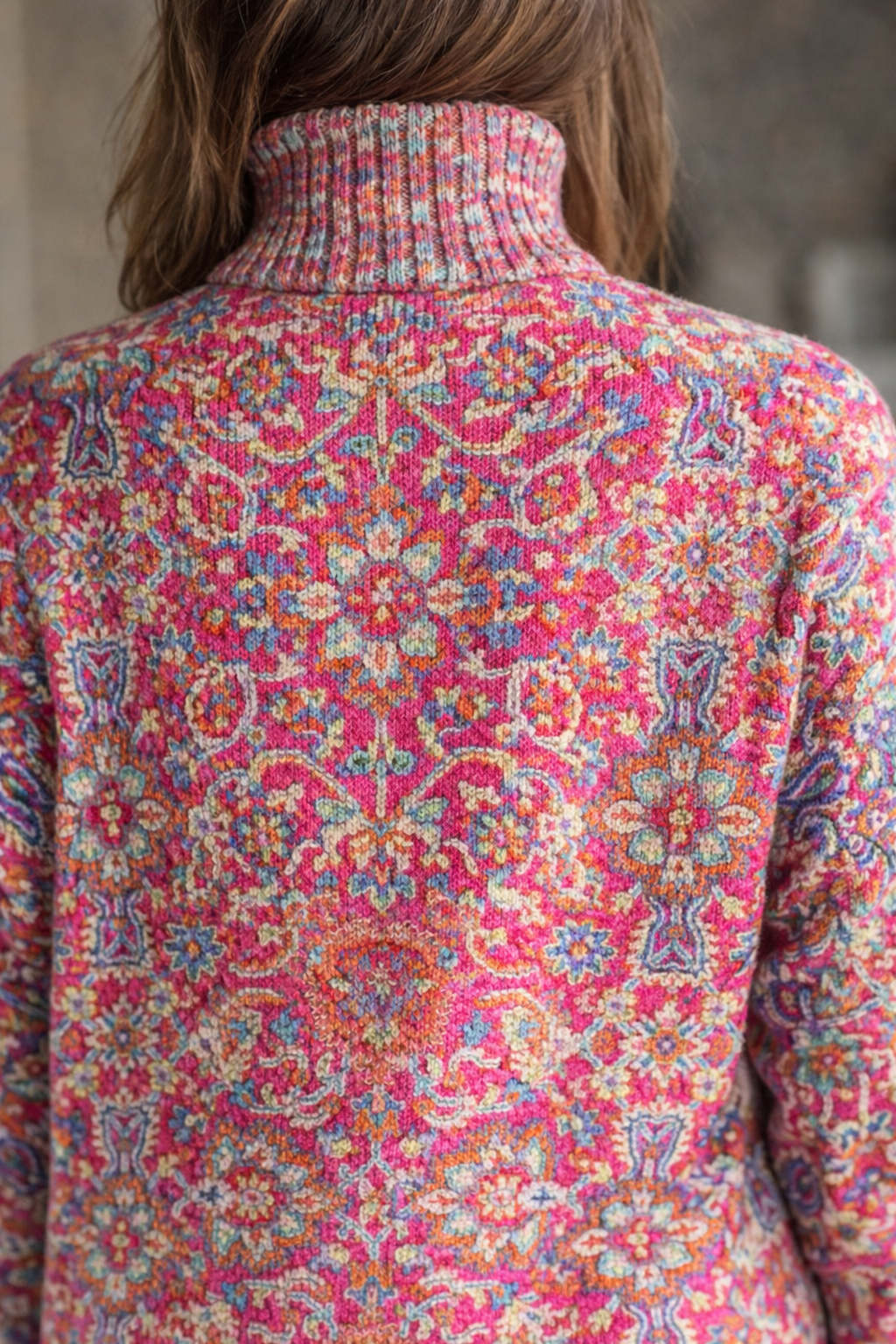 Anna | Retro Ethnic Floral Turtleneck