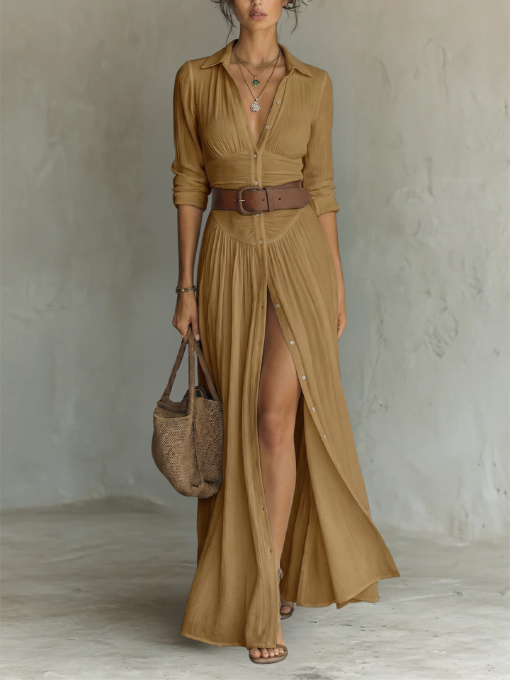 Amélia™ — Stylish maxi dress with a lapel collar