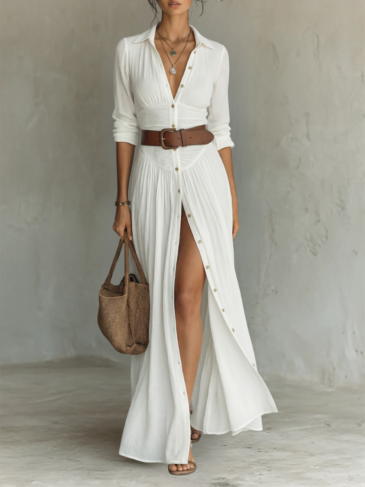 Amélia™ — Stylish maxi dress with a lapel collar