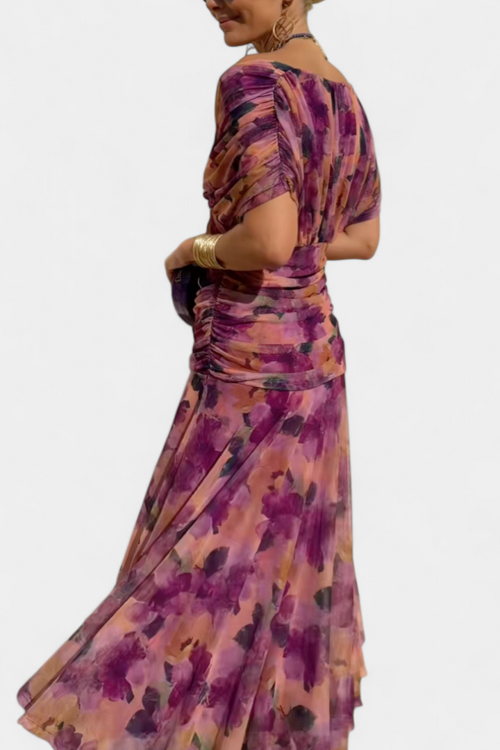 Alondra™ Long Floral Dress with V-Neck